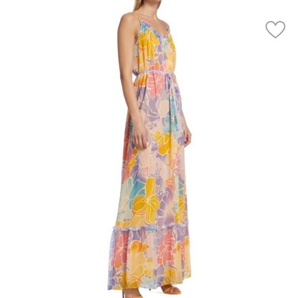 Ramy Brook Ivy Printed Silk Tiered Maxi Dress Medium $585 - Picture 3 of 9